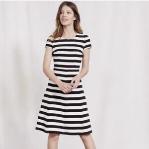 Boden Maggie Ottoman Black White Striped A-Line Dress